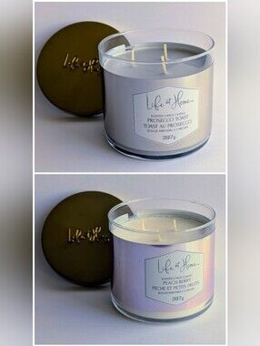 3-Wick Candle Bundle | Prosecco Toast & Peach Berry | Life At Home | New |